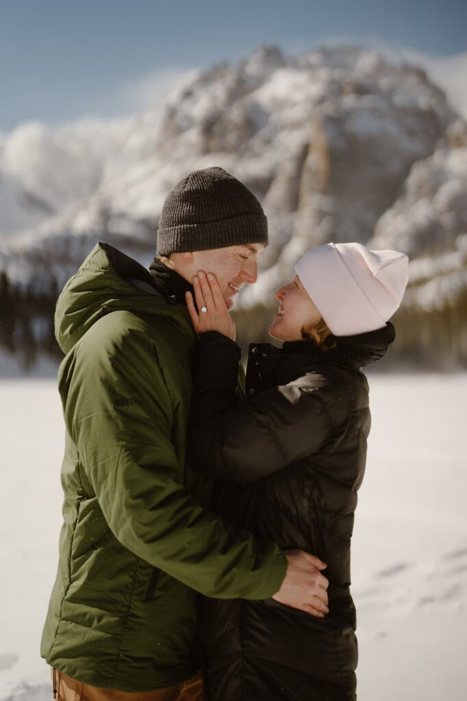 Winter engagement photos in Rocky Mountain National Park