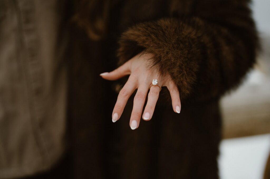 Engagement ring and fur coat