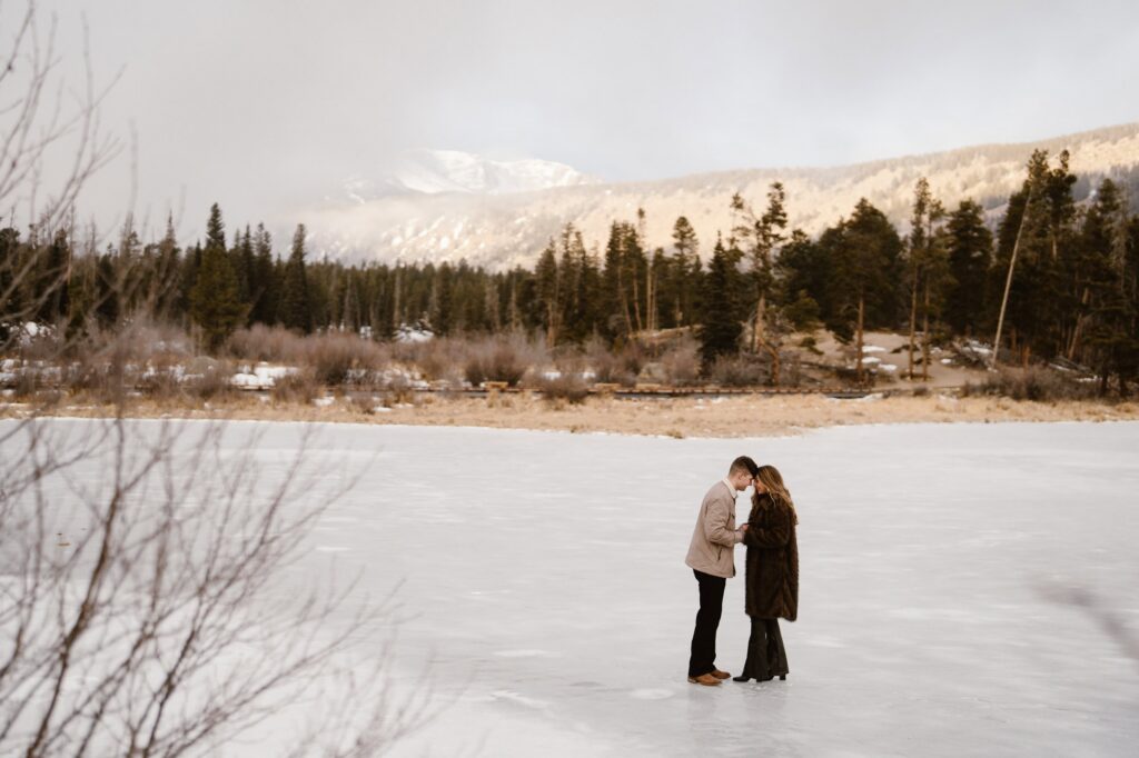 Sprague Lake winter engagement photos