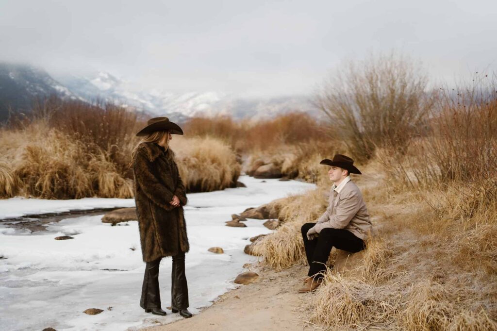 Western engagement photos in Rocky Mountain National Park