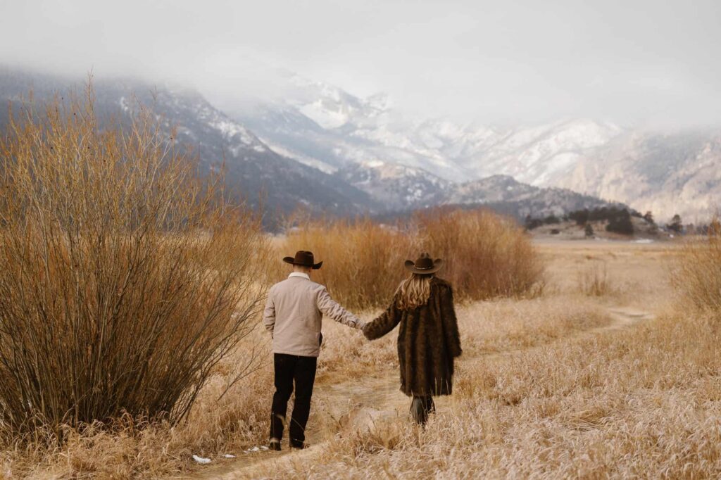 Moraine Park engagement photos during winter