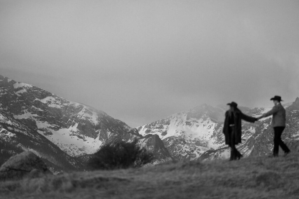 Mountain engagement portraits in Estes Park, Colorado