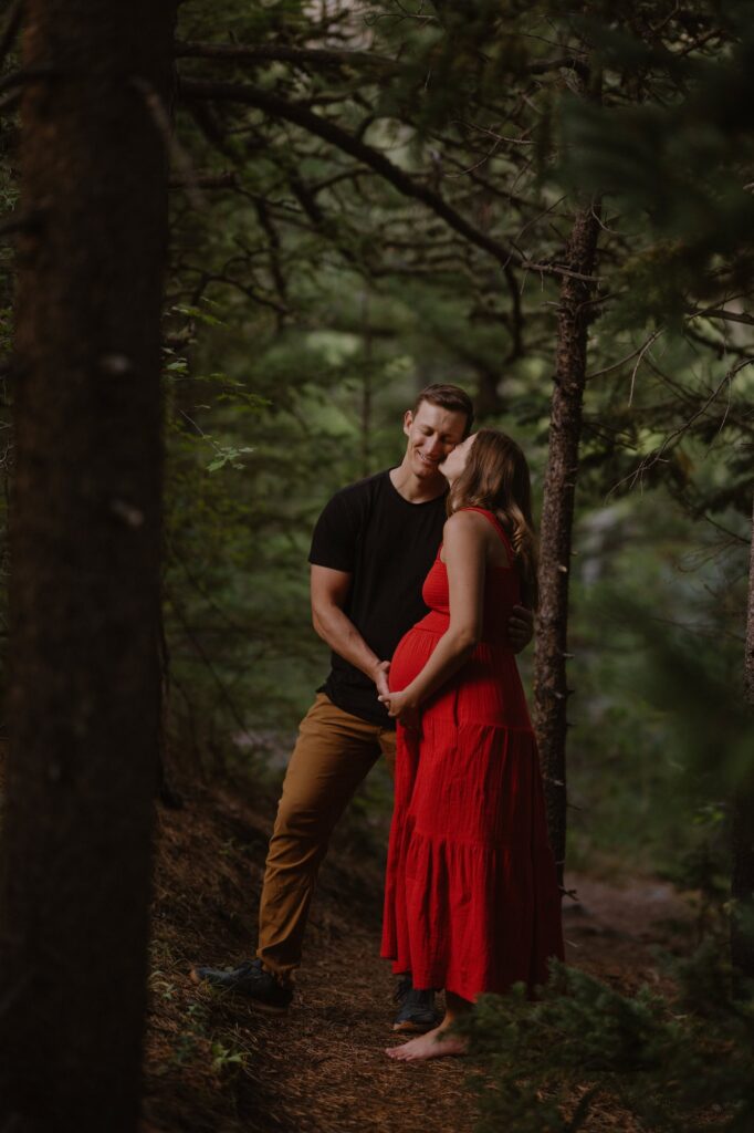 Red dress maternity photoshoot