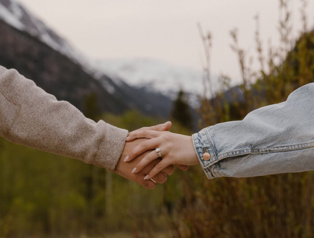 Engagement ring in the Colorado mountains