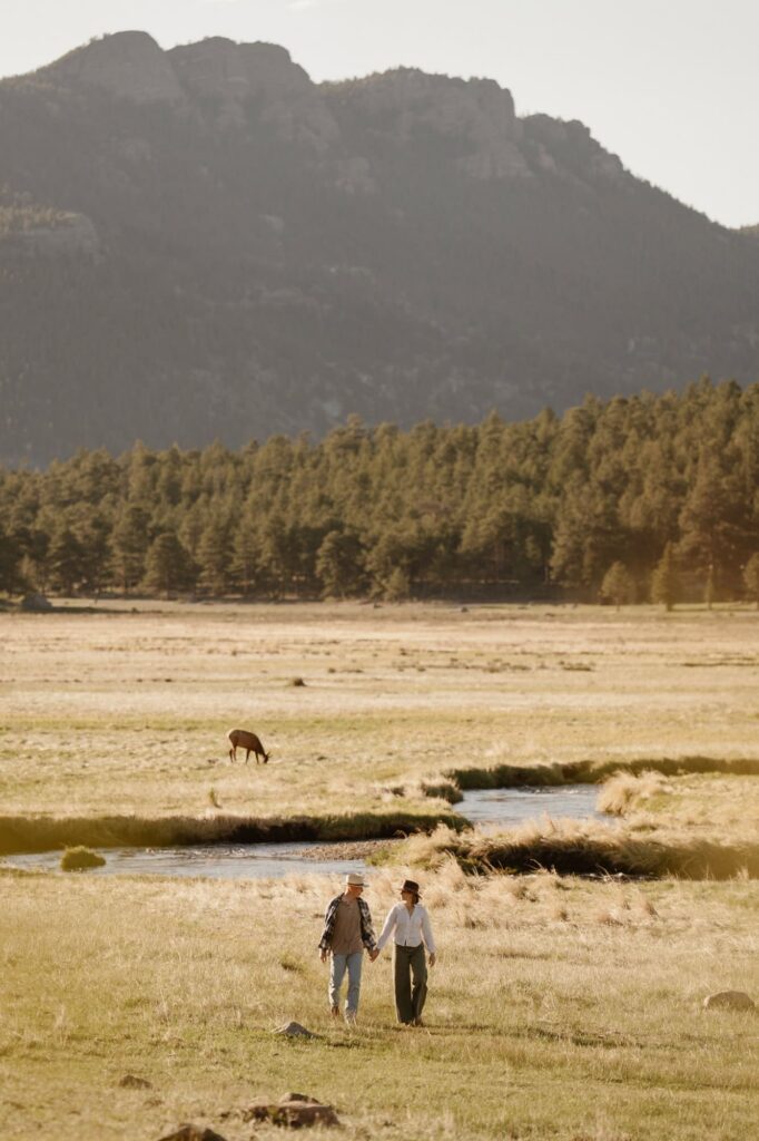 Western inspired engagement photos in Rocky Mountain National Park