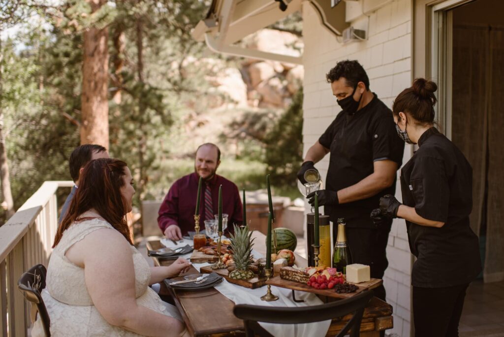private chef preparing brunch for wedding couple