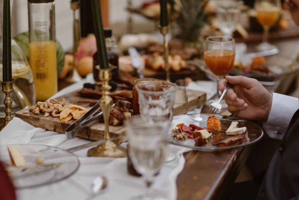 Table view of wedding day brunch