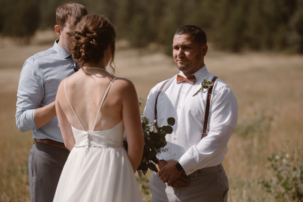 Close up of wedding ceremony in Rocky Mountain National Park