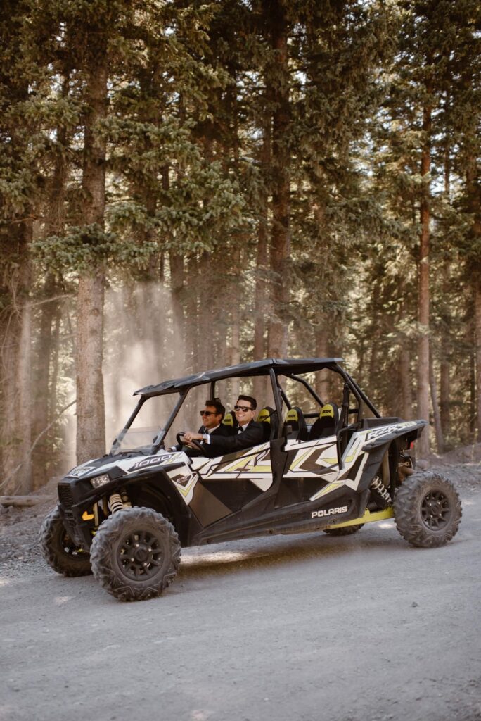 couple getting married in Colorado with an off-roading wedding