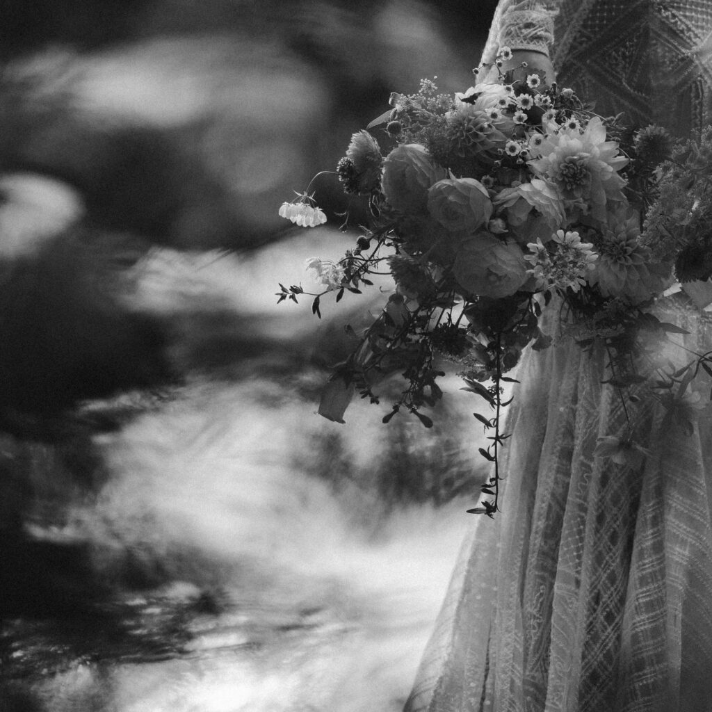 close up black and white image of bouquet