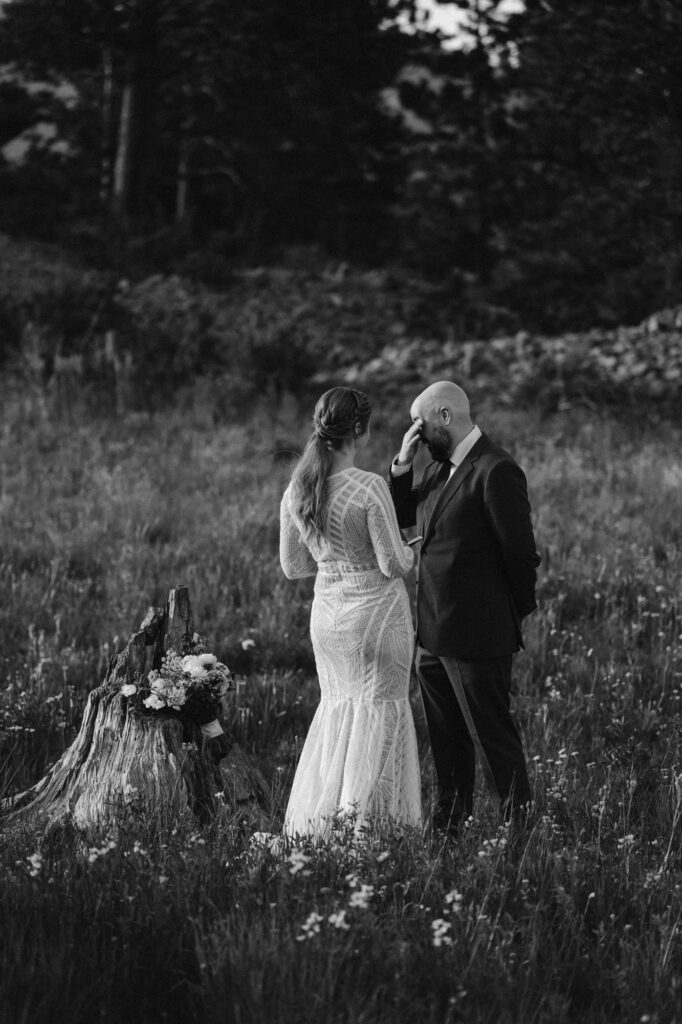 close up of emotional elopement ceremony