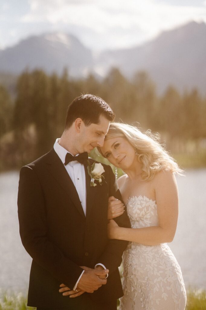couple getting married in Estes Park, Colorado at Sprague Lake