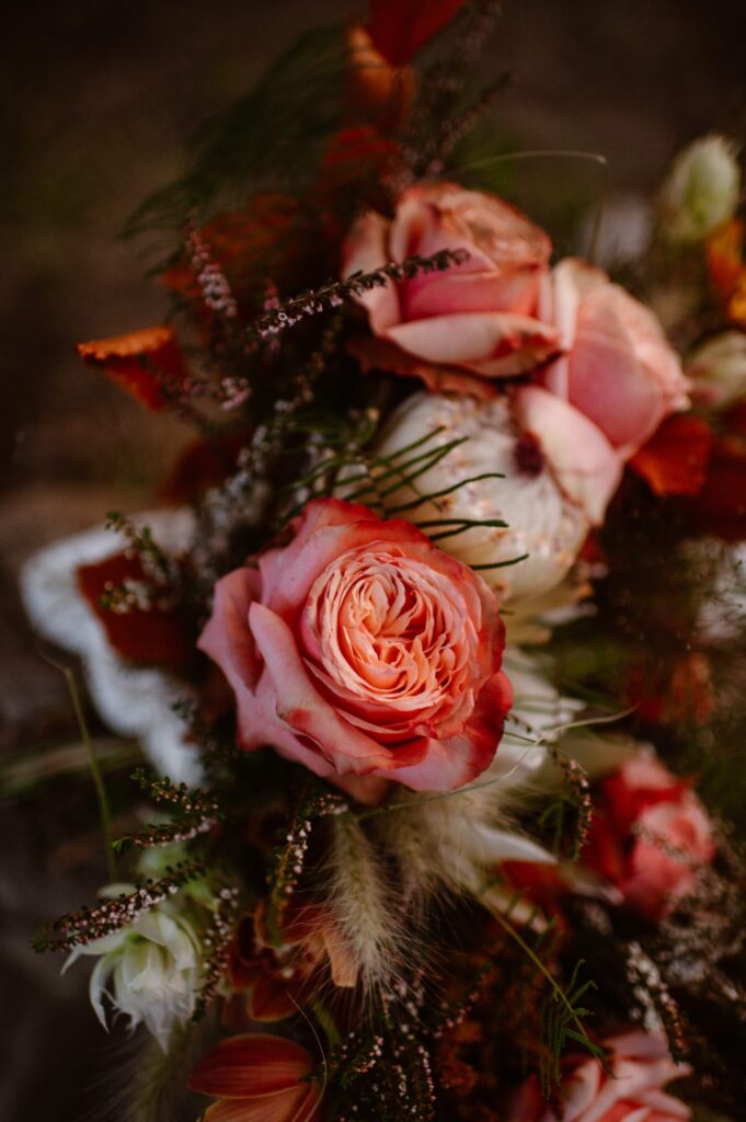 close up of elopement bouquet