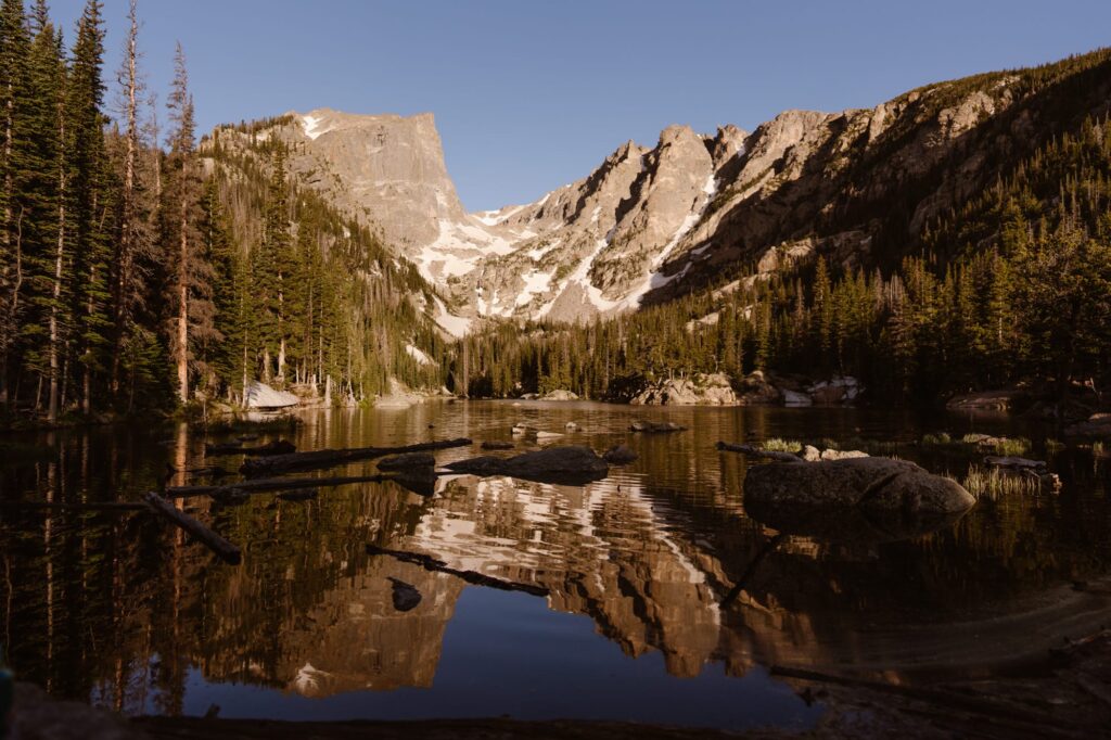 Dream Lake at sunrise in Rocky Mountain National Park, Colorado