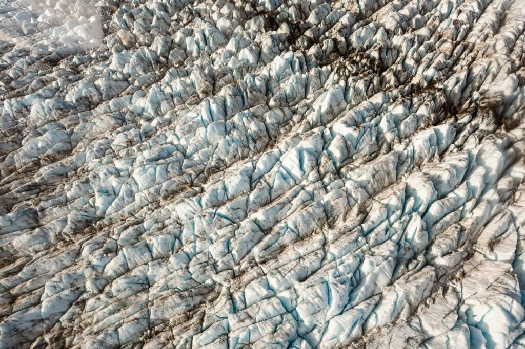 Aerial view of Bear Glacier from a helicopter