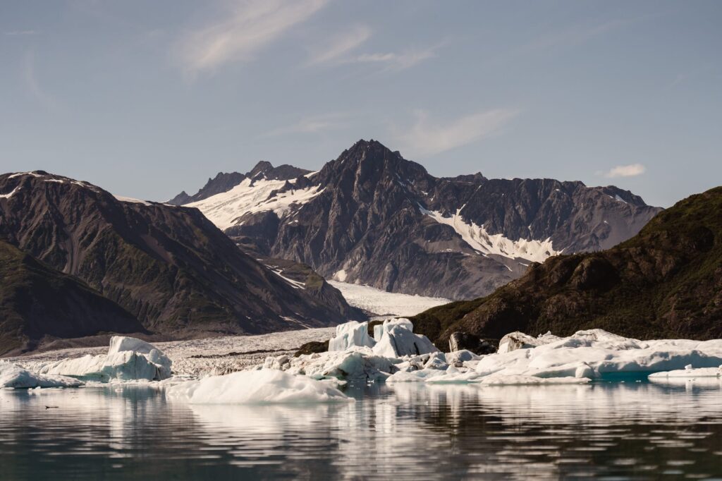 Bear Glacier with glacial lagoon in the foreground 