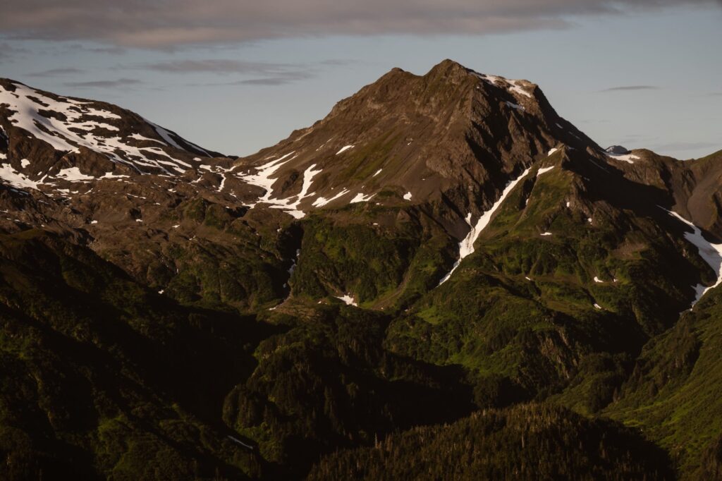 View of Alaska mountains from a helicopter