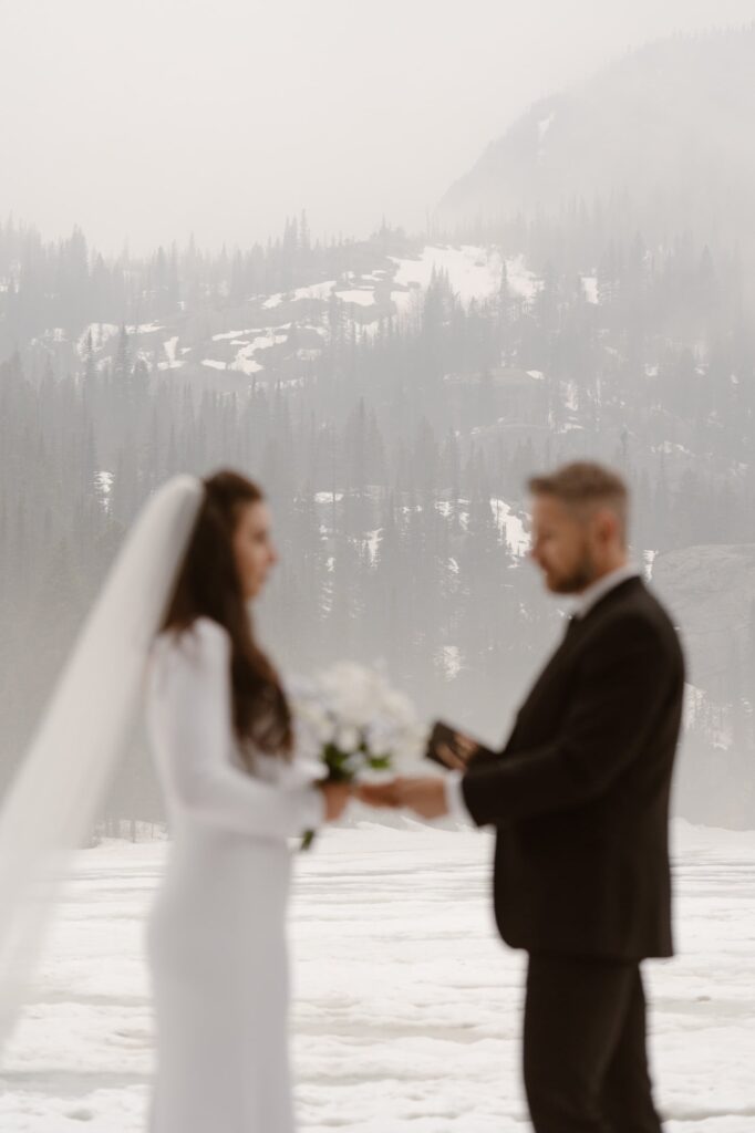 View of Bear Lake at couples elopement ceremony