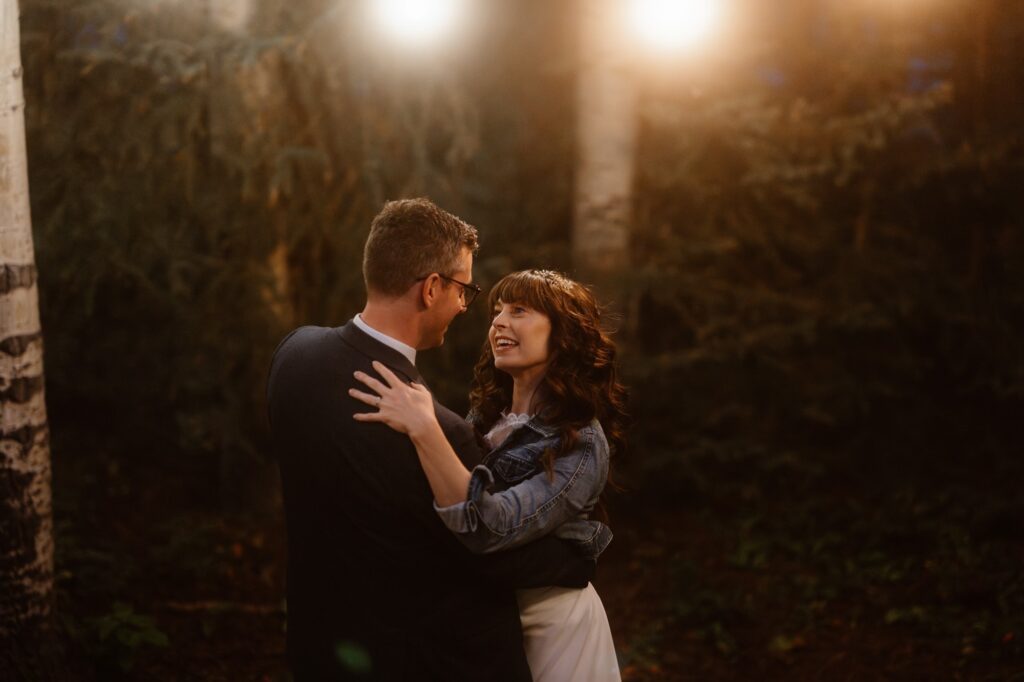 Couple's first dance at adventure elopement