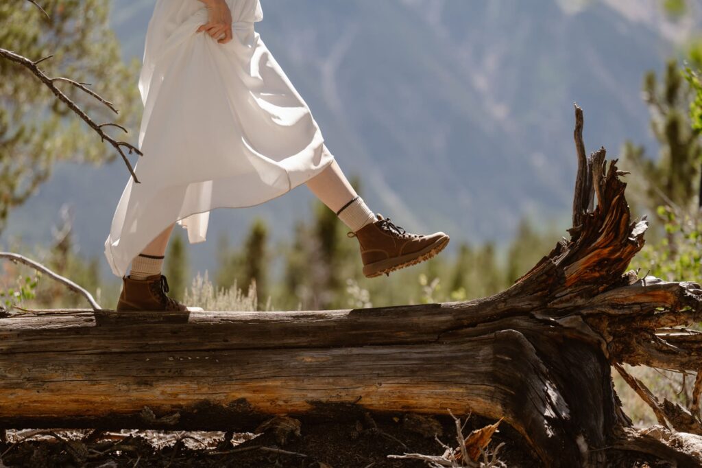 Bride with hiking boots