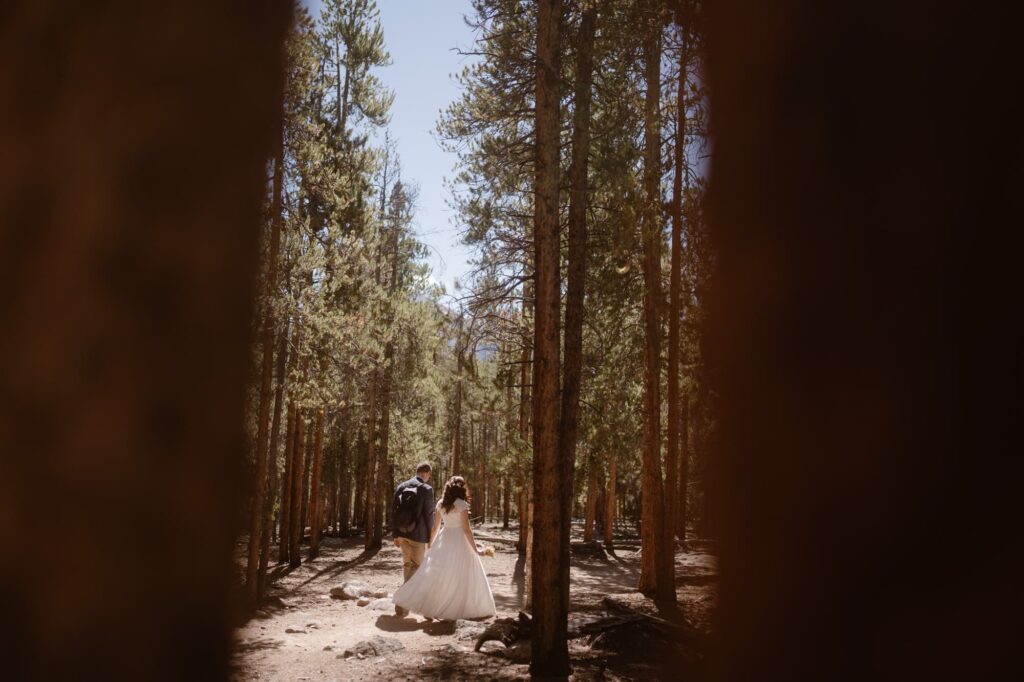 Elopement day hike through the forest