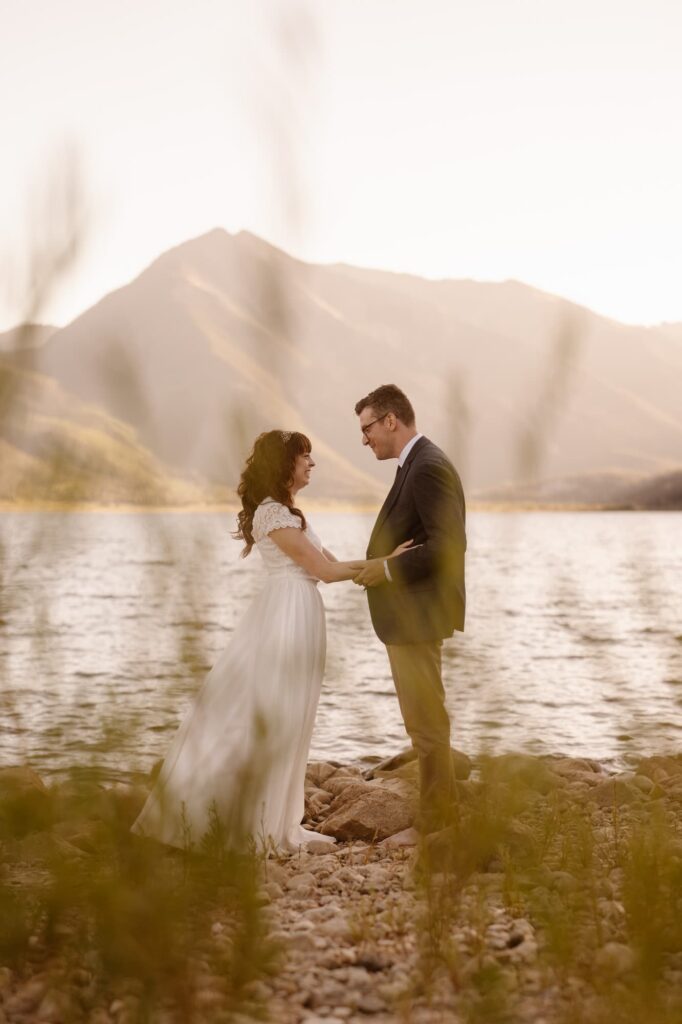 Couple just married in the mountains of Colorado