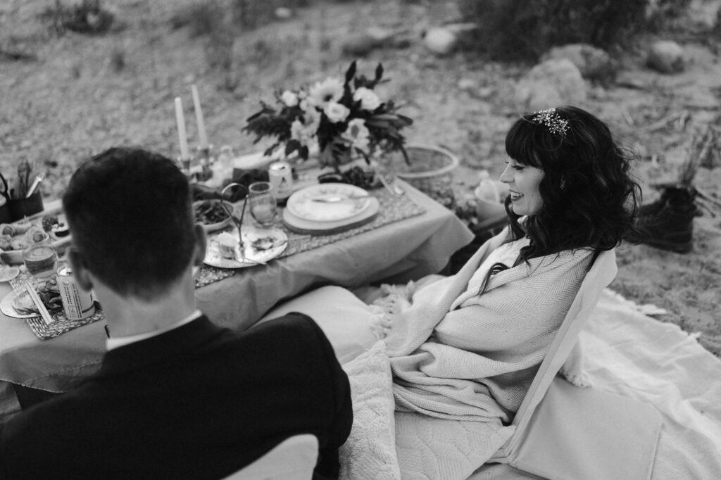 Couple sharing a picnic at Airbnb