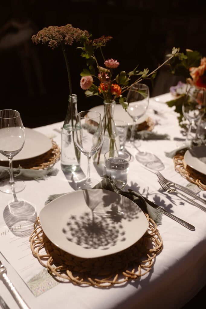 Table spread with flowers