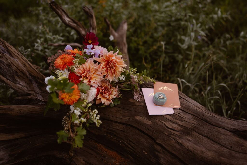 Wedding flowers and vow books