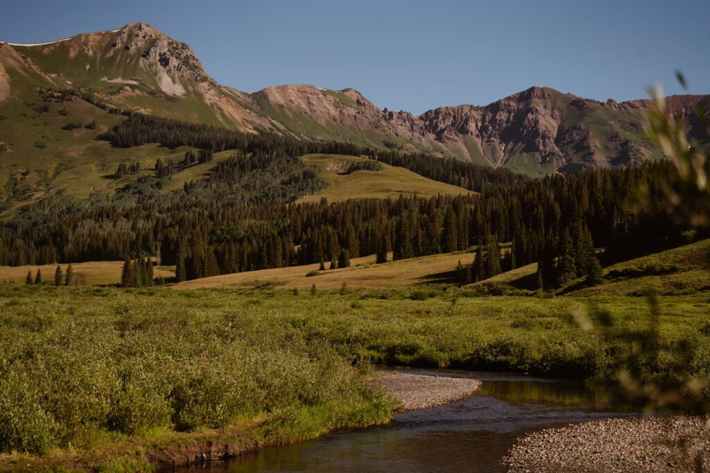 View of Crested Butte mountains and river