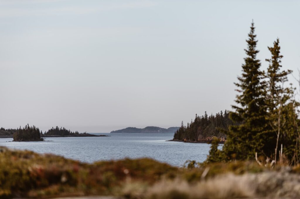 View of Isle Royale National Park during an elopement