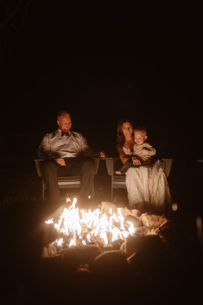 Ending the adventure elopement day with a campfire