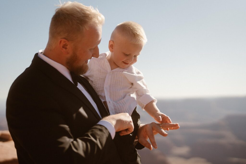 Groom and his son after the elopement ceremony