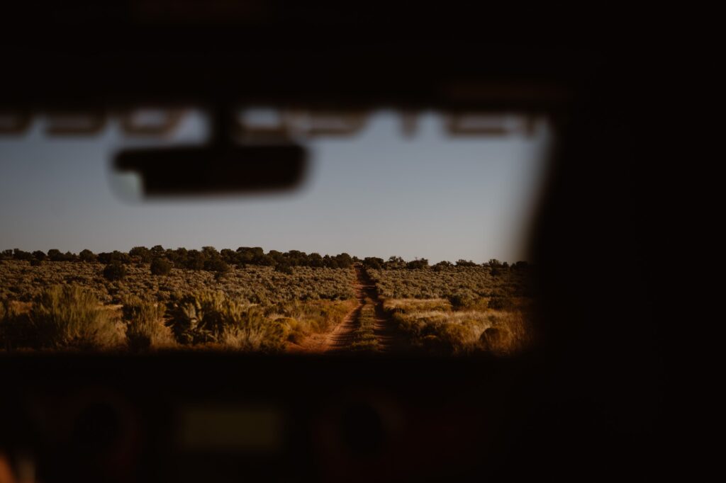 Off-roading to a remote and secluded elopement location in Moab, Utah