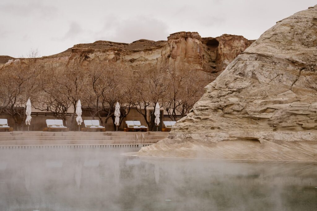 View of the pool at the Amangiri resort, a stunning and unique elopement destination