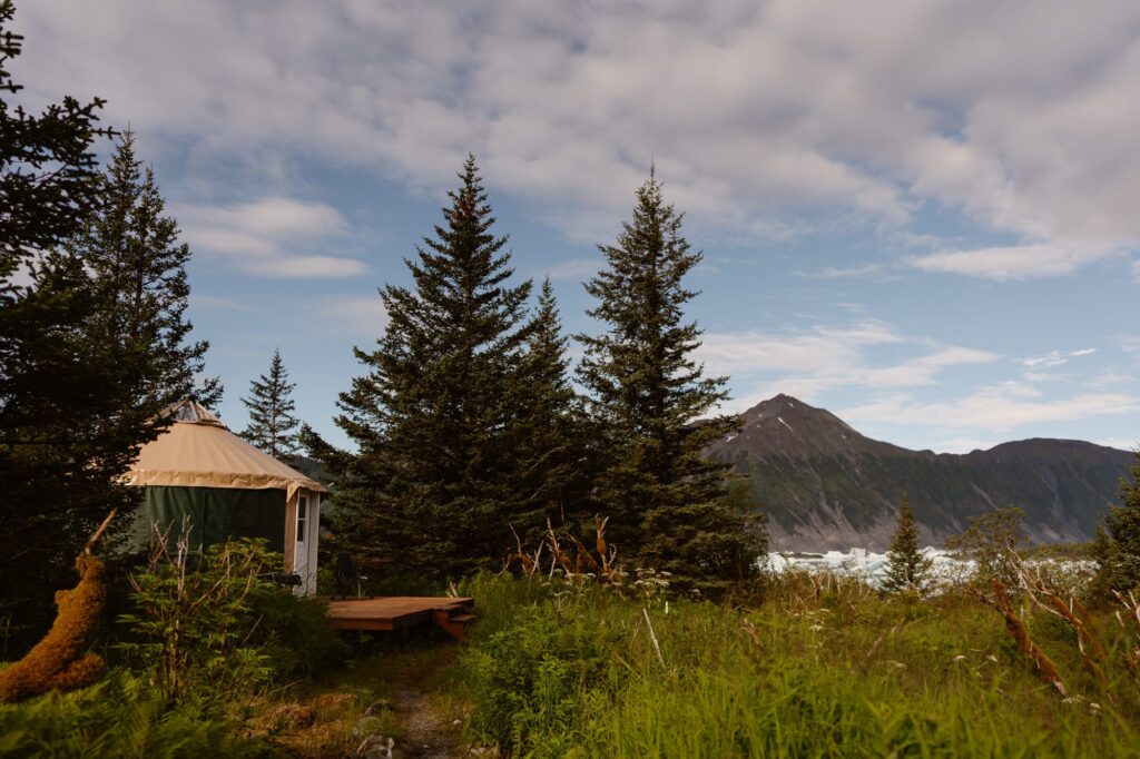 Alaska destination elopement in a yurt on a private glacial lagoon