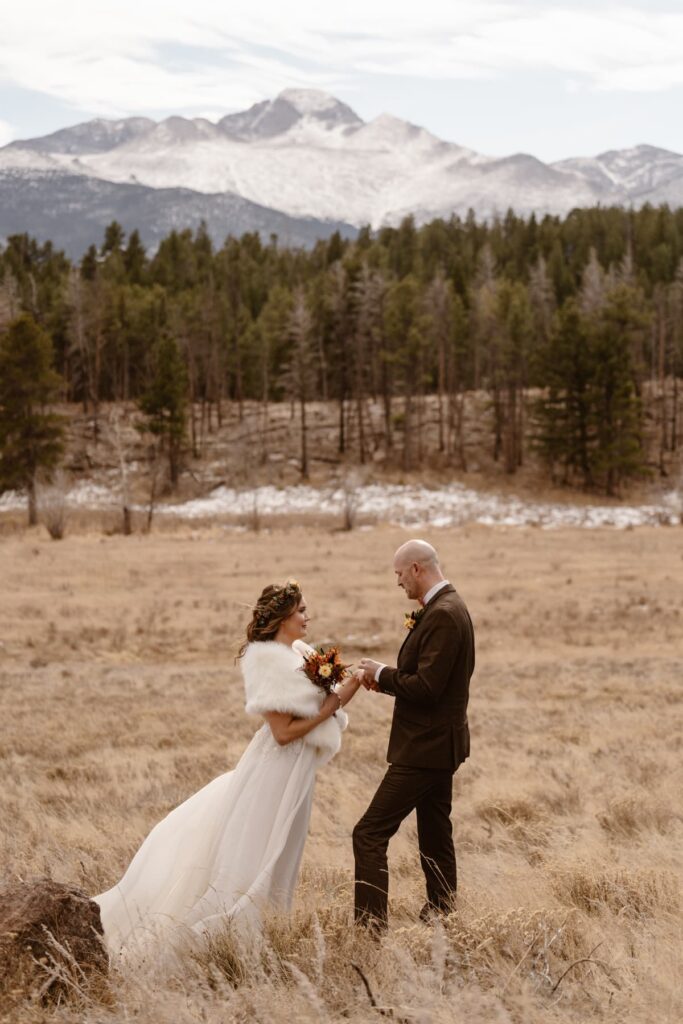 Elopement ceremony at Upper Beaver Meadows in November