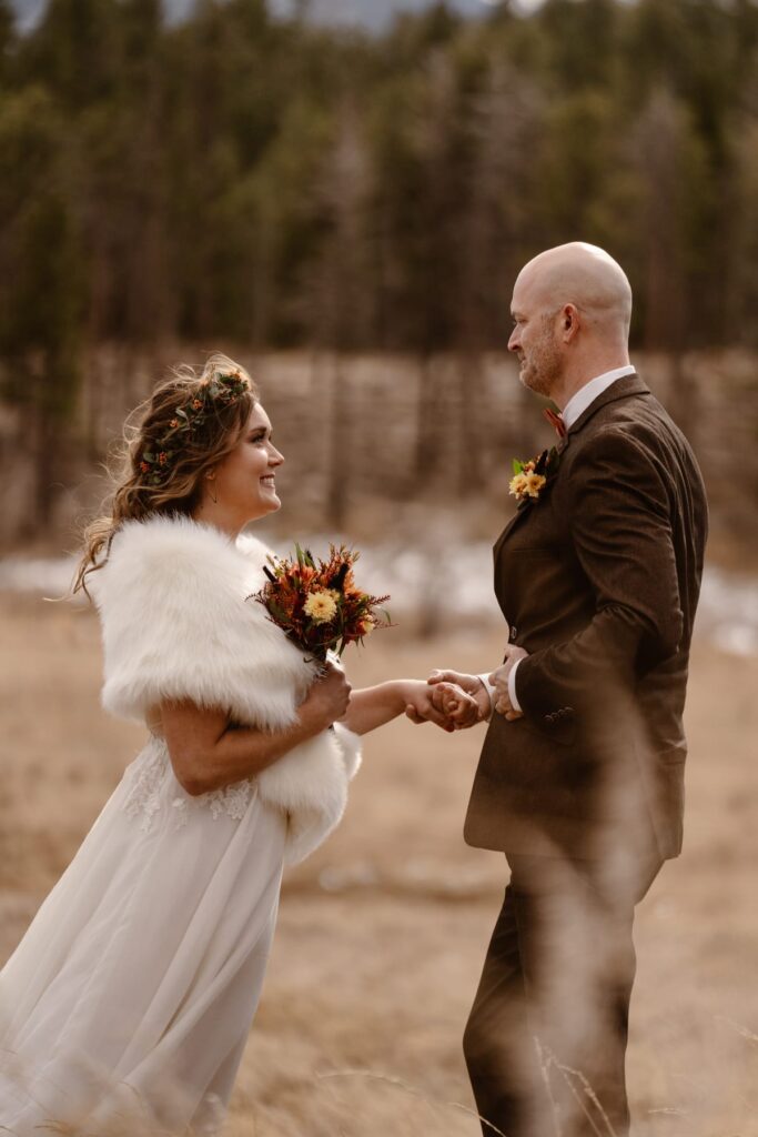 Couple exchanging vows during their elopement ceremony