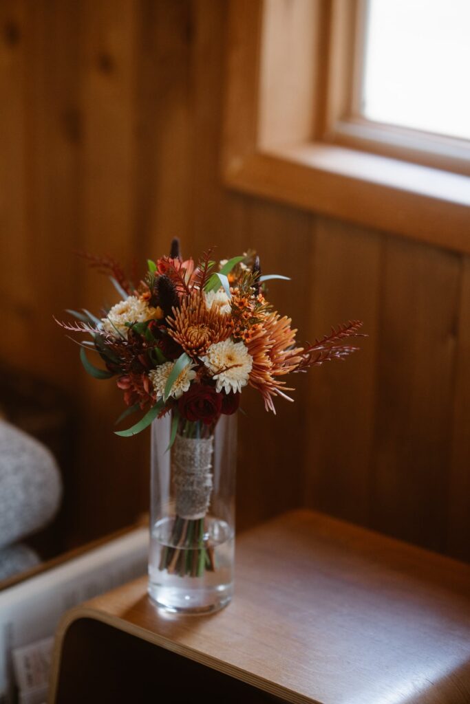 Floral bouquet for a Fall elopement at Upper Beaver Meadows