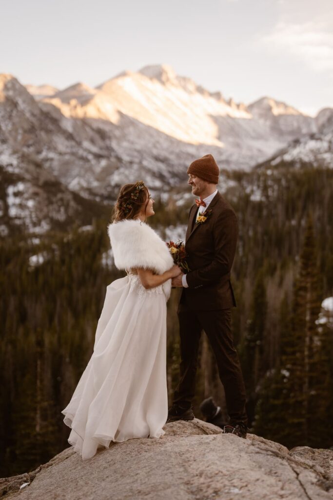 Bride and groom portraits in Rocky Mountain National Park