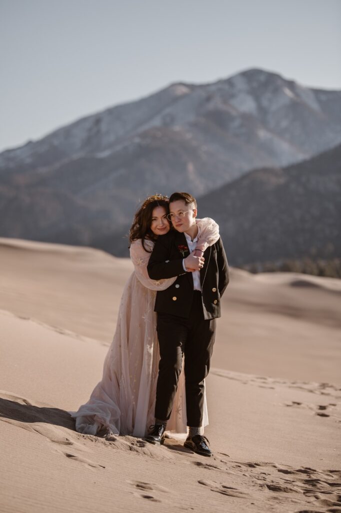 Couples portraits during an elopement at Great Sand Dunes National Park