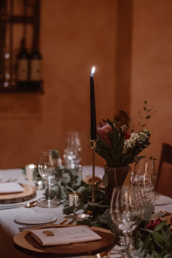Micro wedding dinner in a wine cellar