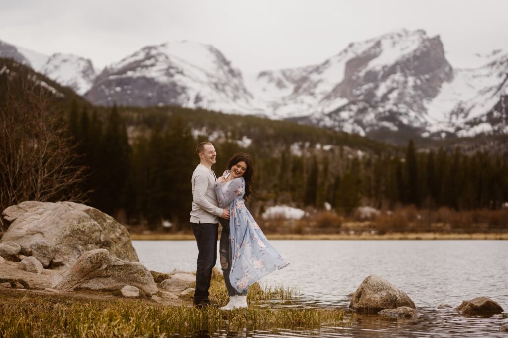Colorado engagement photos at Sprague Lake in RMNP