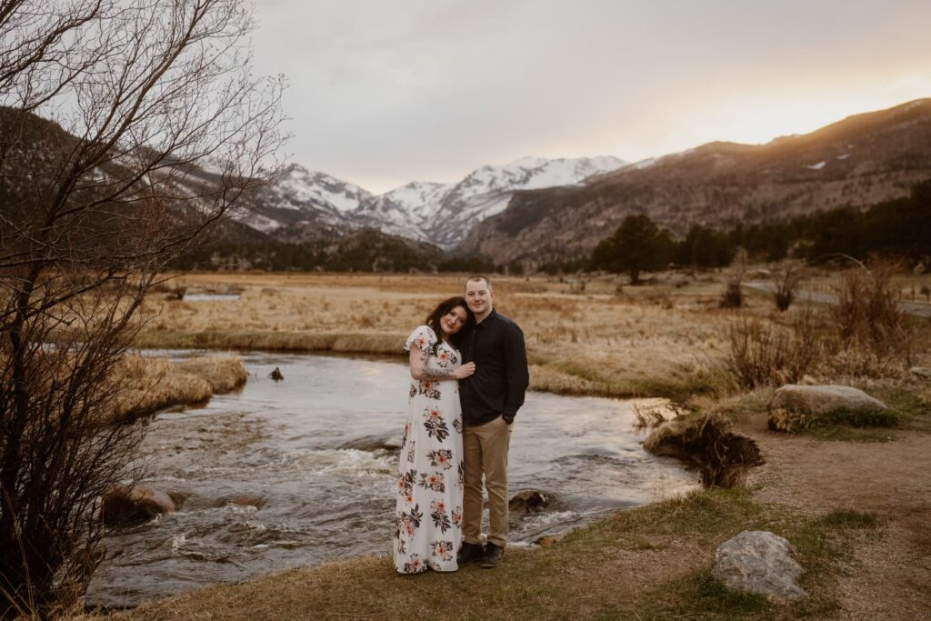 Engagement photos in Moraine Park in Rocky Mountain National Park