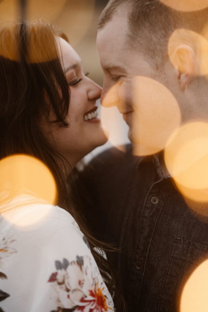 Engagement photos with twinkle lights