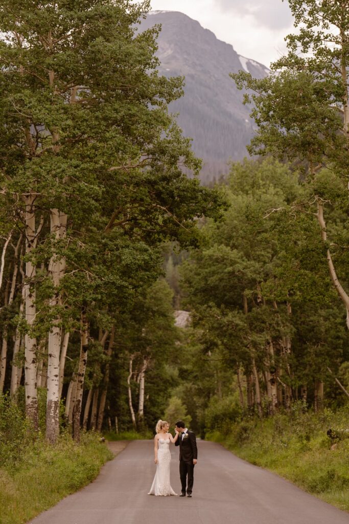 Couple using Rocky Mountain National Park as their wedding venue